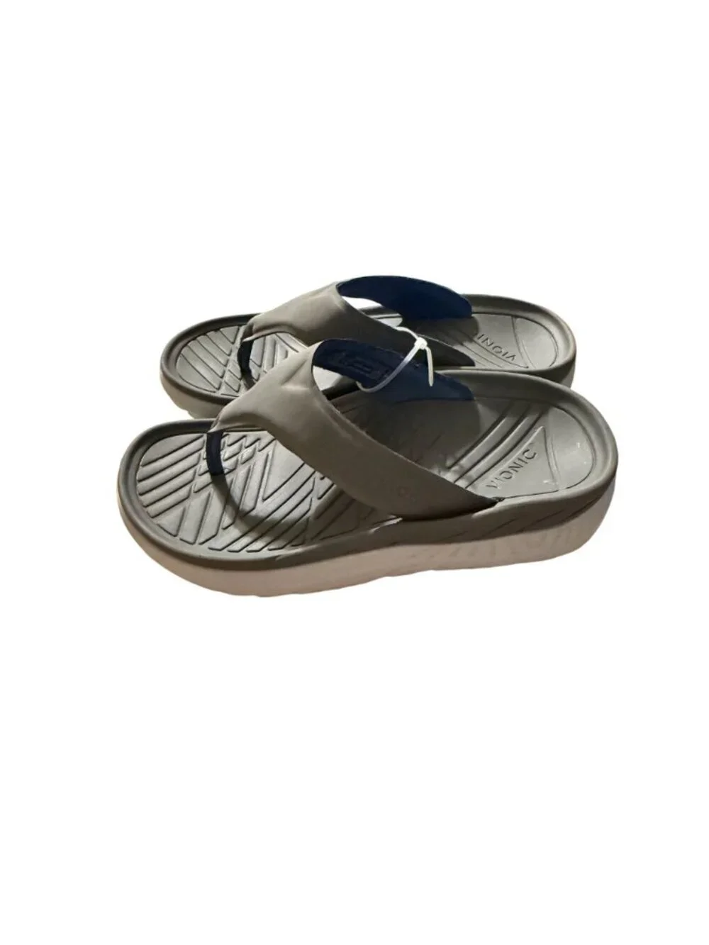 Vionic Mens Gray Flip Flop Sandals With Arch Support & Durable Outsole - Size 8
